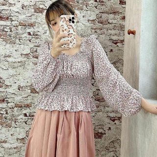 [EIGHTYK] Áo Kiểu Tay Dài Phồng Phối Hoa Nhí