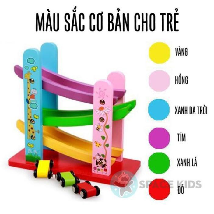 Đồ chơi gỗ cho bé Mô hình cầu trượt ô tô bằng gỗ cho bé vui chơi vận động Space Kids