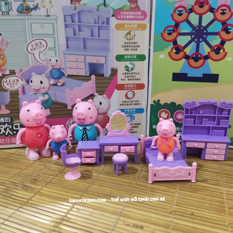 SET Mô hình gia đình heo Peppa Pig, ngôi nhà Heo Peppa