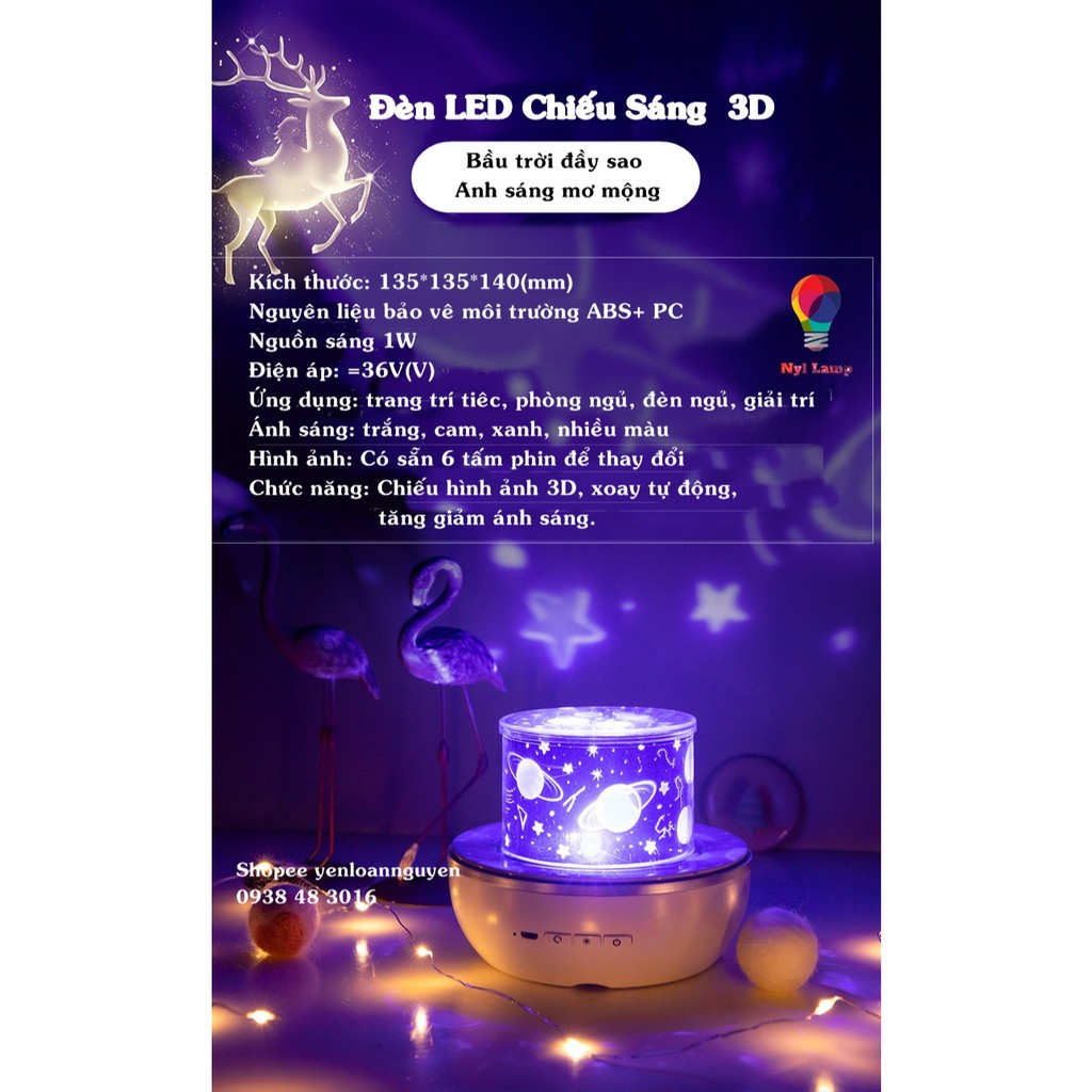 Đèn chiếu sao 3D-6 chủ đề