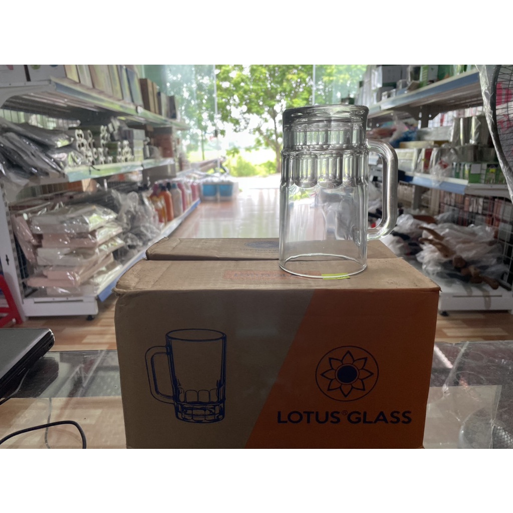 Bộ 6 cốc uống bia thủy tinh LOTUS GLASS VTC 51 trong suốt có quai cao cấp