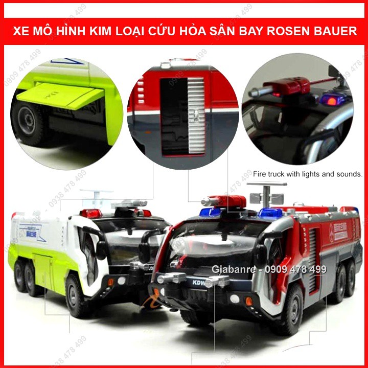 Xe Mô Hình Kim Loại Cứu Hoả Đặc Chủng Rosenbauer Nhỏ Tỉ Lệ 1:50 - KDW - 9924