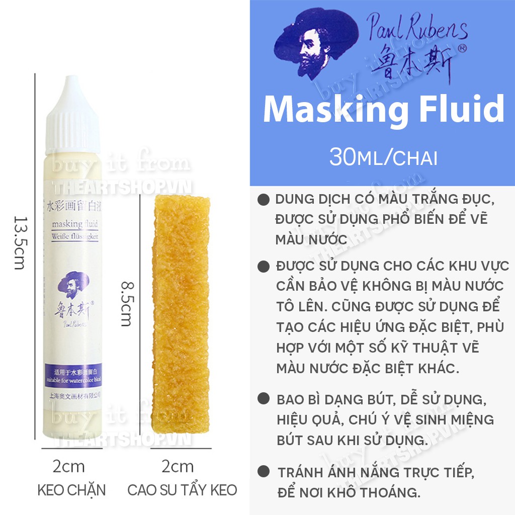 Keo chặn màu và dung môi màu nước cao cấp PAUL RUBENS - Masking Fluid & Medium.