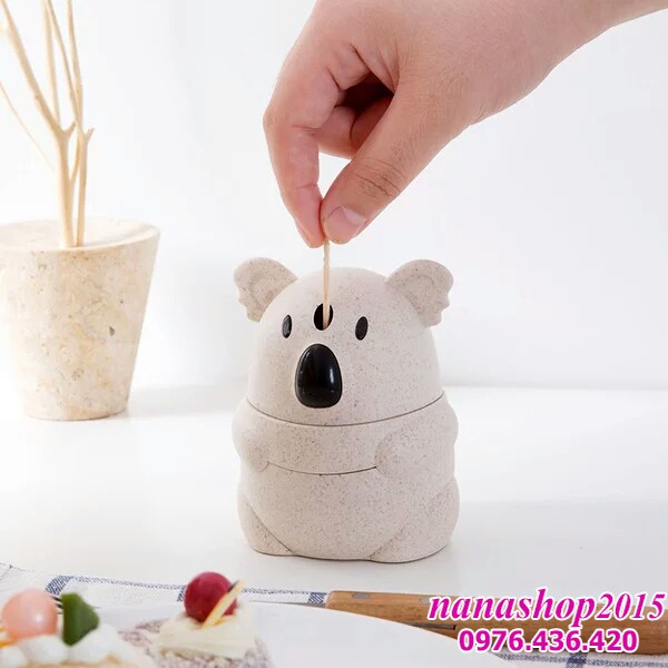 Lọ đựng tăm gấu trúc bằng lúa mạch