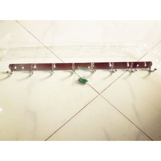 [ Hình thật]Móc quần áo inox treo tường, treo sau cửa hàng loại 1 ( 8 móc 50cm)