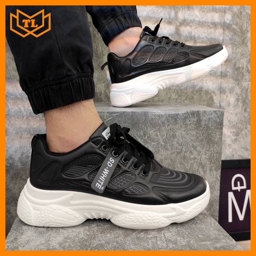 Giày sneaker nam đế cao thân đen đế trắng TL781 Shop Thành Long chuyên giày nam