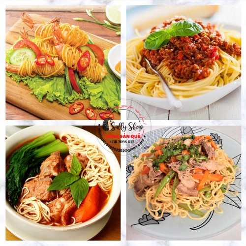 Mì Trứng Cao Cấp Không Phẩm Màu Mikiri Mỳ Vắt Khô Sợi Dẹp, Mỳ Sợi Tròn Nhỏ Túi 320gr