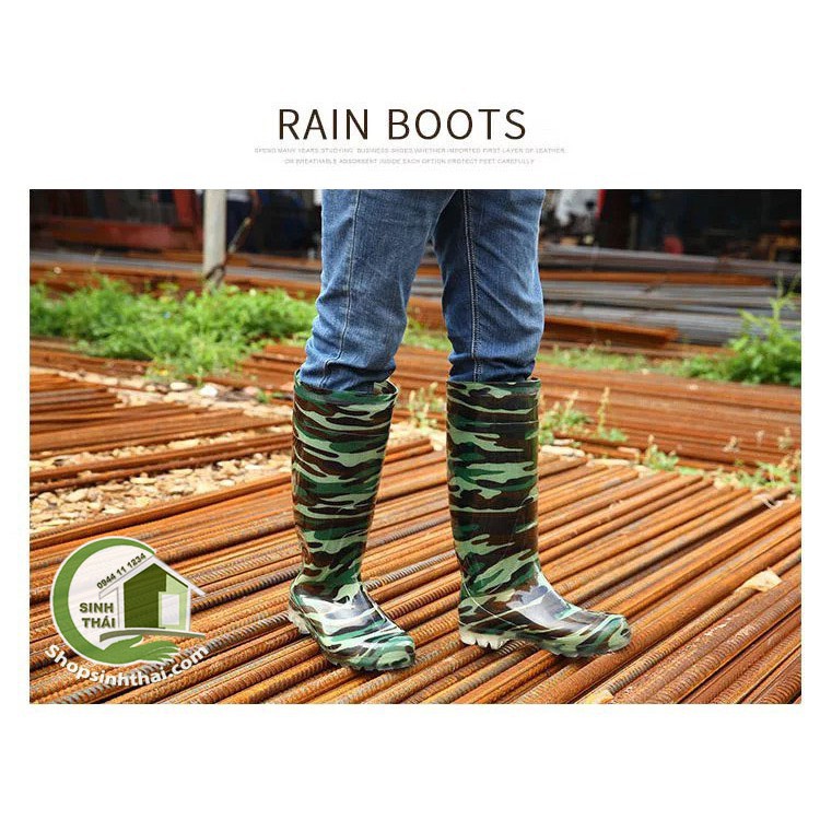 Ủng đi mưa câu cá - lội ruộng, làm vườn - ủng boot bảo hộ lao động - màu rằn ri