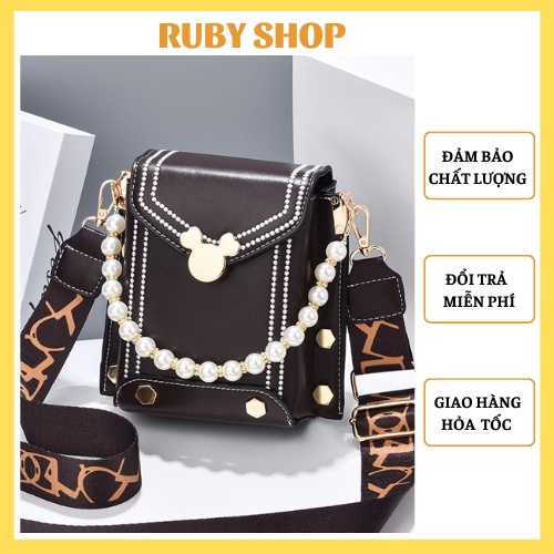 Túi xách nữ túi đeo chéo đựng điện thoại viền đinh da cao cấp MSP15 - RUBY SHOP