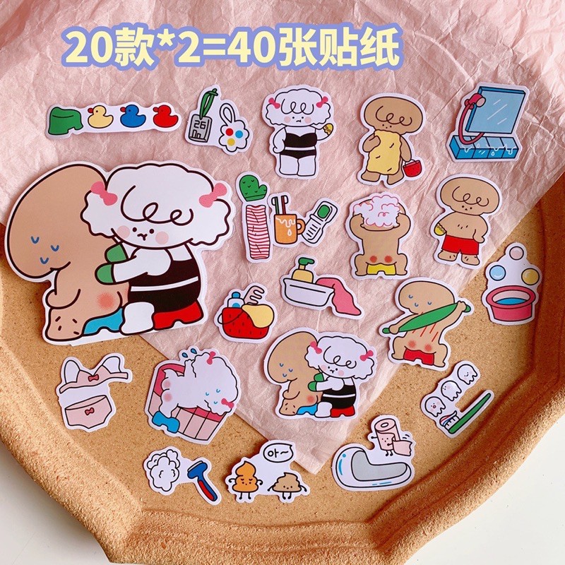 Set 40 tấm sticker mẫu gấu