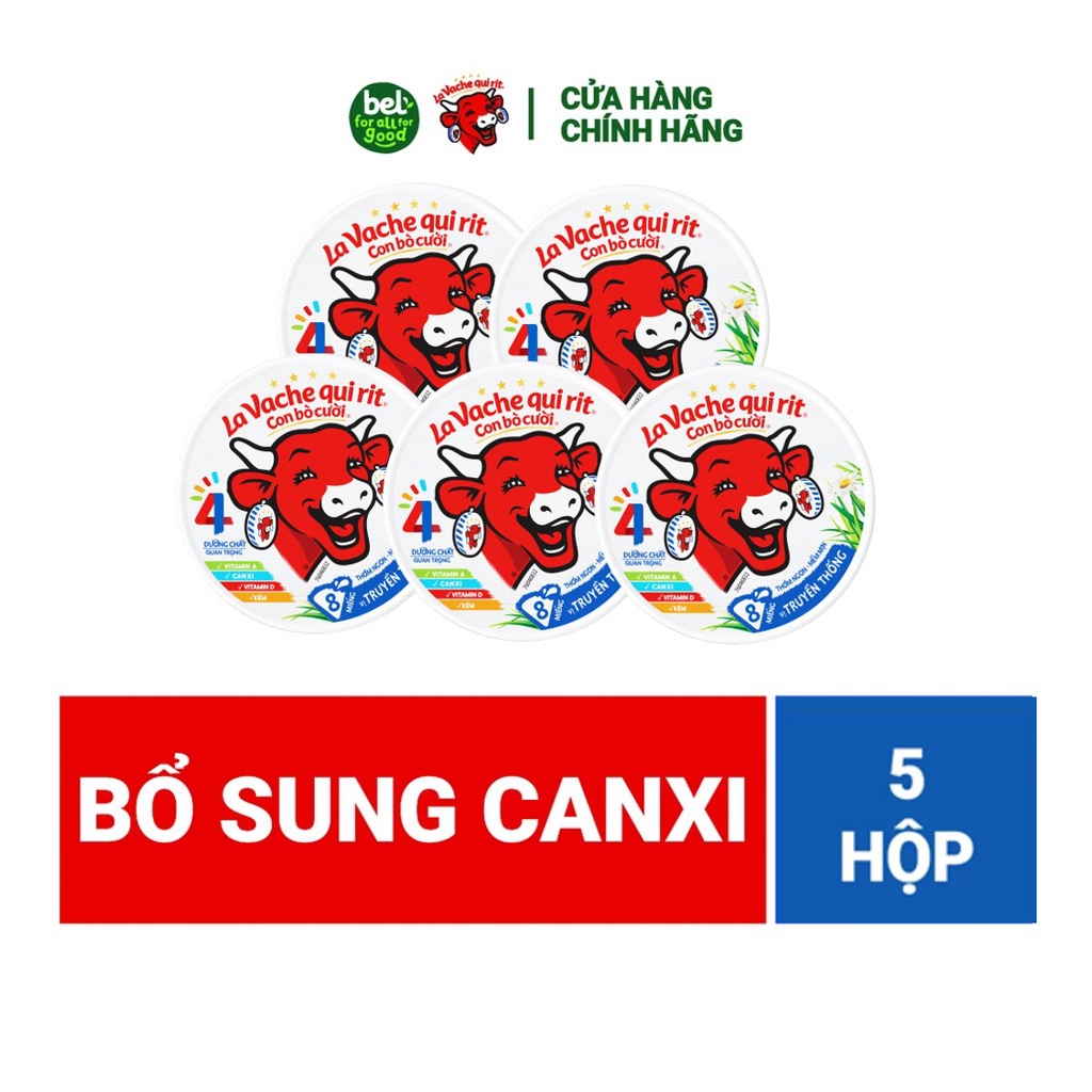 Combo 5 gói Phô mai Con Bò Cười Vị Truyền Thống 8 miếng La Vache qui rit