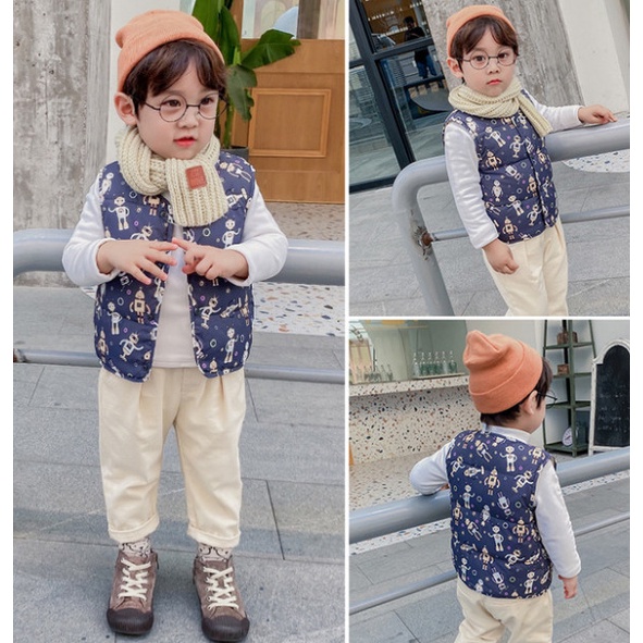 Áo phao gile bé trai gái Quảng Châu xuất Hàn cho bé mặc thu đông