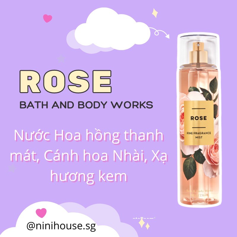 [MÙI HOA] Xịt thơm body mist và lotion  Bath and Body Works mùi Rose | BigBuy360 - bigbuy360.vn