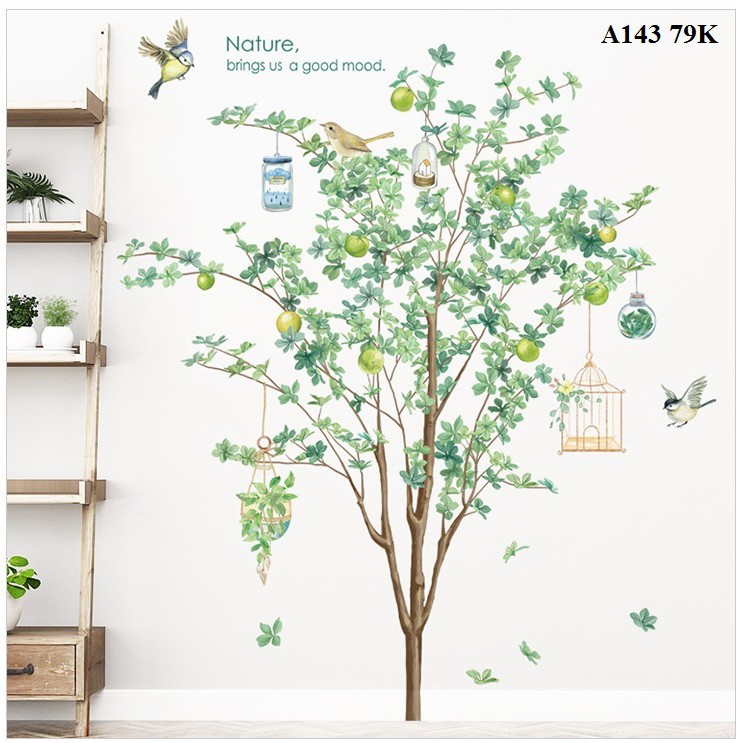 Decal dán tường cây xanh A143 phong cách Bắc Âu | BigBuy360 - bigbuy360.vn