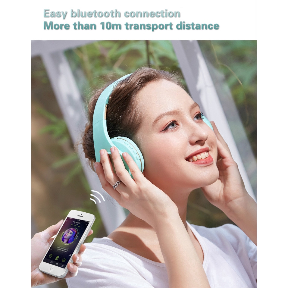 Gadmega Bluetooth Headset TF Card FM Radio AUX Input Wireless