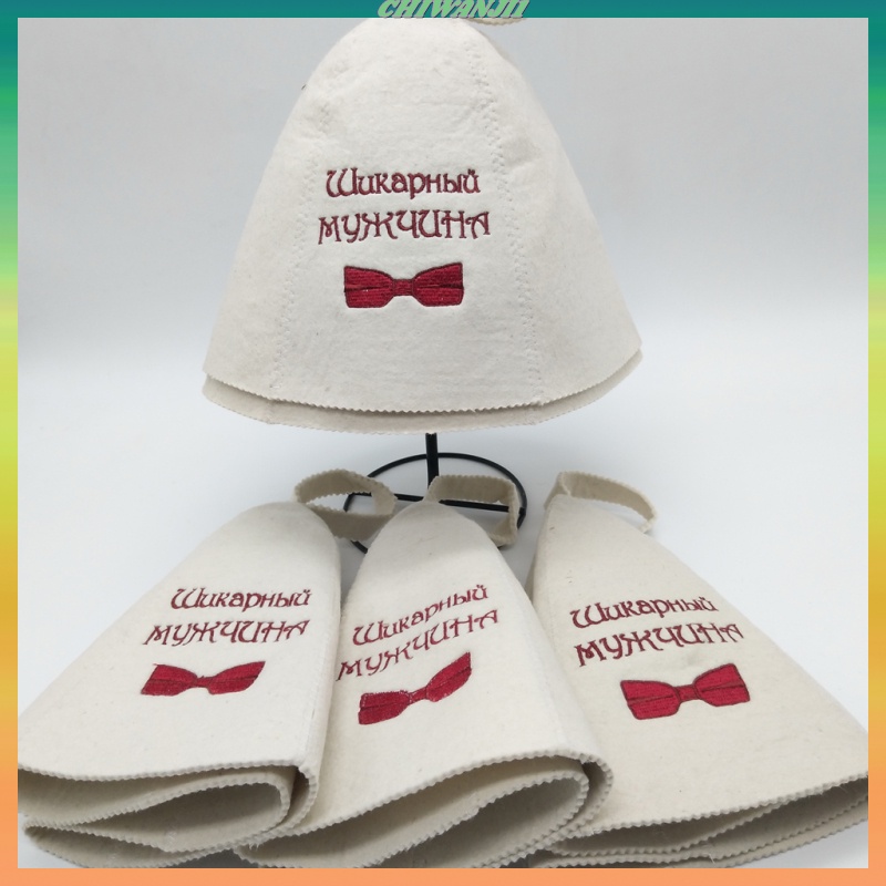 Nón Len Trùm Đầu Thêu Họa Tiết Unisex # 1 Cho Phòng Tắm / Xông Hơi