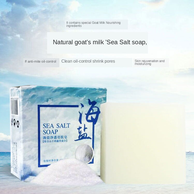 Goat Milk Sea Salt Soap Mite Removal Essential Oil Soapmoisturizing Whitening Moisturizing Cleansing Face Exfoliating Blackheads Oil Control Handmade Soap Facial Soap