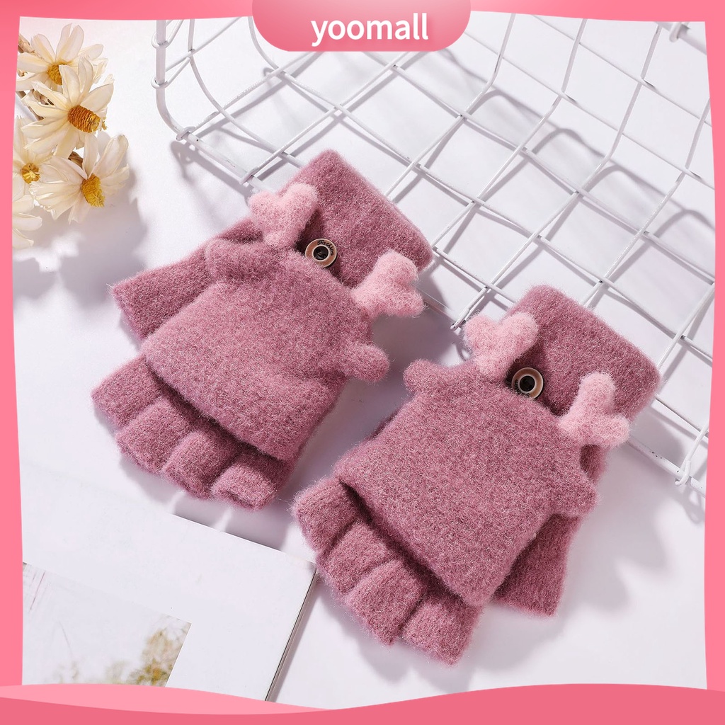 Yomall♡ 1 Đôi Găng Tay Lông Nhung Hở Ngón Màu Sắc Thời Trang