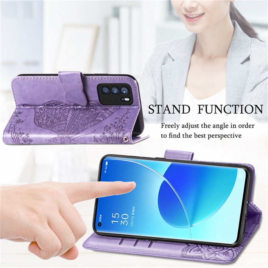 Bao da điện thoại nắp lật có ngăn đựng thẻ chống sốc cho OPPO Reno 6 6Z 6Pro 6 Z 6Z Pro 6Pro 5G 6 CPH2251
