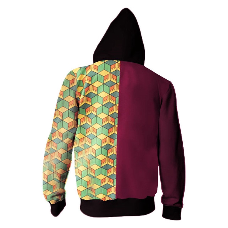 Áo khoác hoodie phối dây kéo phong cách Anime Demon Slayer Kimetsu no Yaiba Kamado Tanjirou Nezuko | BigBuy360 - bigbuy360.vn