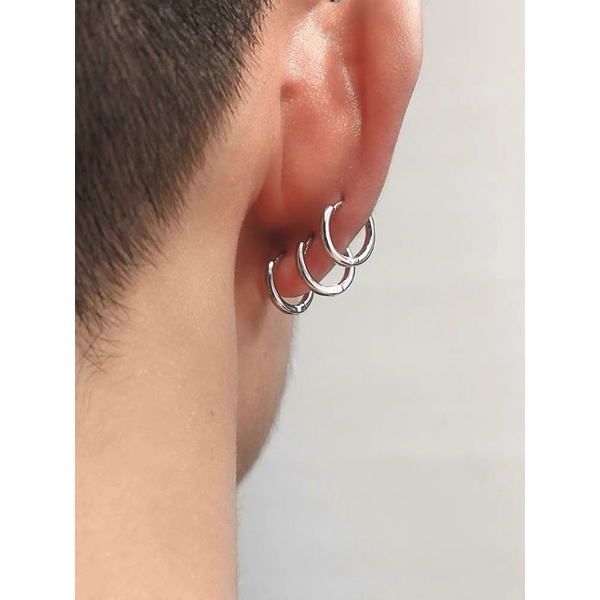 Khuyên tai tròn Titan G23 loại dày Chống dị ứng KHÔNG GỈ unisex nam nữ CHILLEE