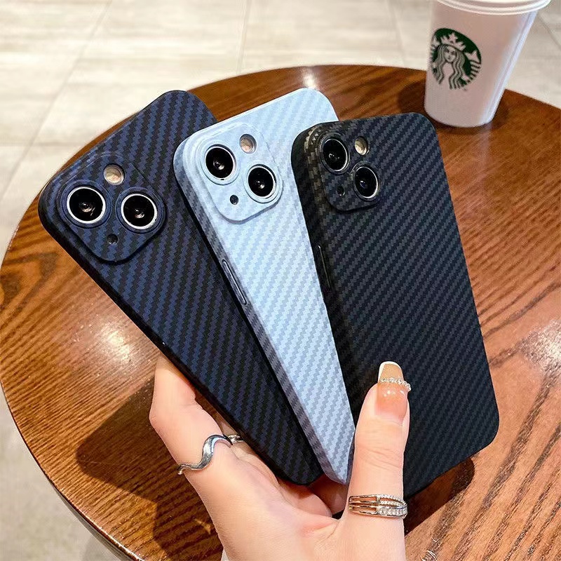 Ốp Lưng Sợi Cacbon Xước Bảo Vệ Cho Điện Thoại iPhone 14 Pro Max 13 Pro Max 12 Pro Max