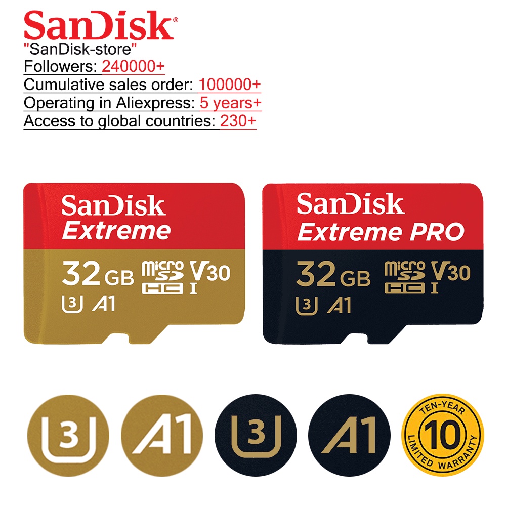 Thẻ Nhớ SanDisk TF 100% 32GB 64GB 128GB 256GB 512GB UHS-I A1 Cho ĐiệN ThoạI / ĐiệN ThoạI / 10 TuổI | BigBuy360 - bigbuy360.vn