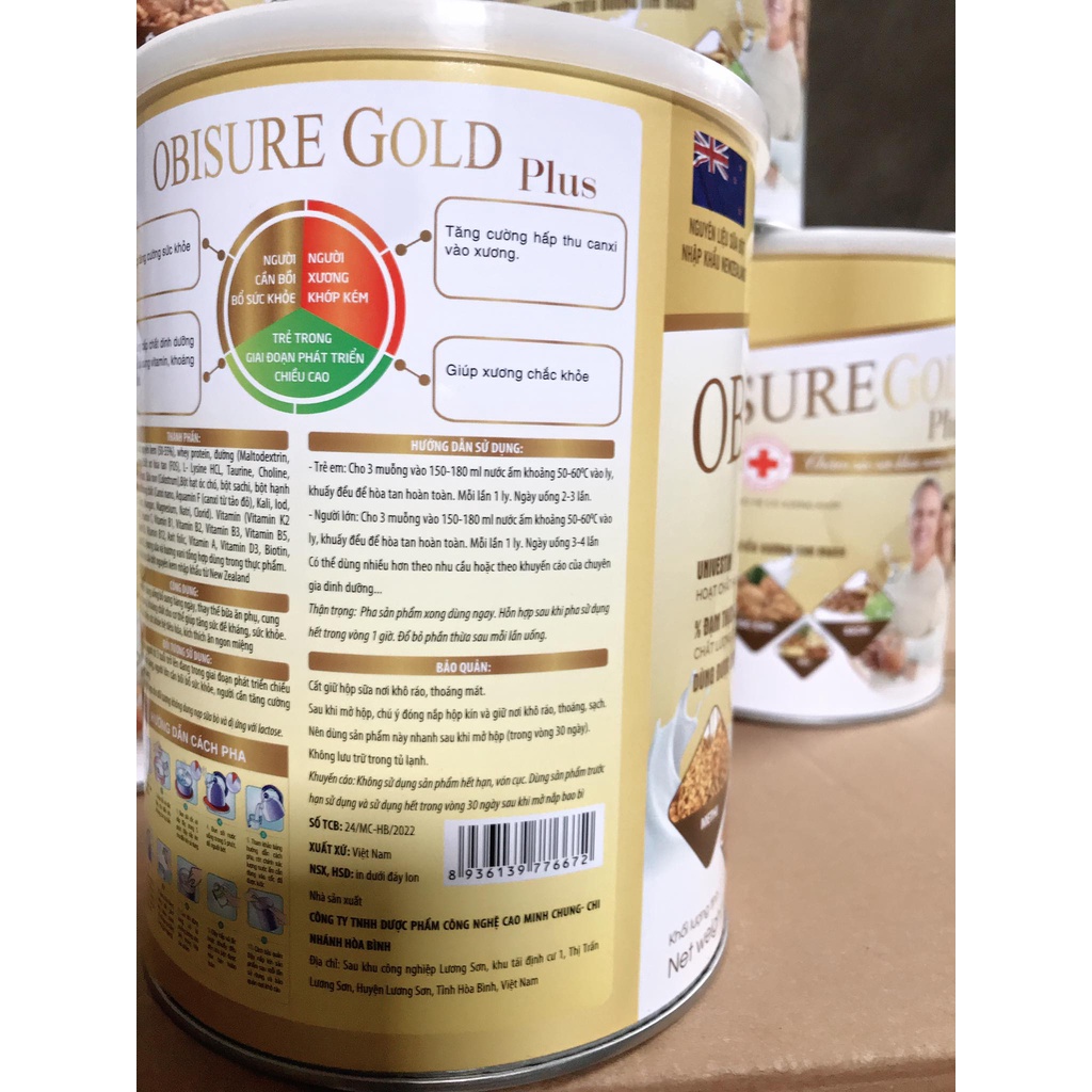 Sữa hạt Xương Khớp Obisure Gold Plus - giúp nuôi dưỡng và bảo vệ sụn khớp, xương khớp, hấp thụ tốt ( hộp 900g )