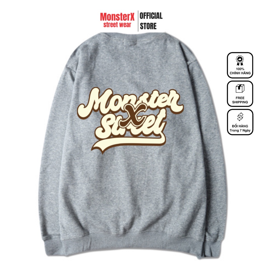 Áo dài tay trơn NỈ BÔNG Unisex Monster X Street Bowling Sweater Ulzzang cặp đôi nam nữ form rộng oversize Hàn Quốc