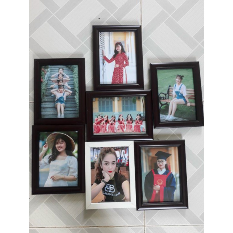compo 5 khung hình A4 (21x30)  mặt kính  nhiều màu+in hình theo yêu cầu