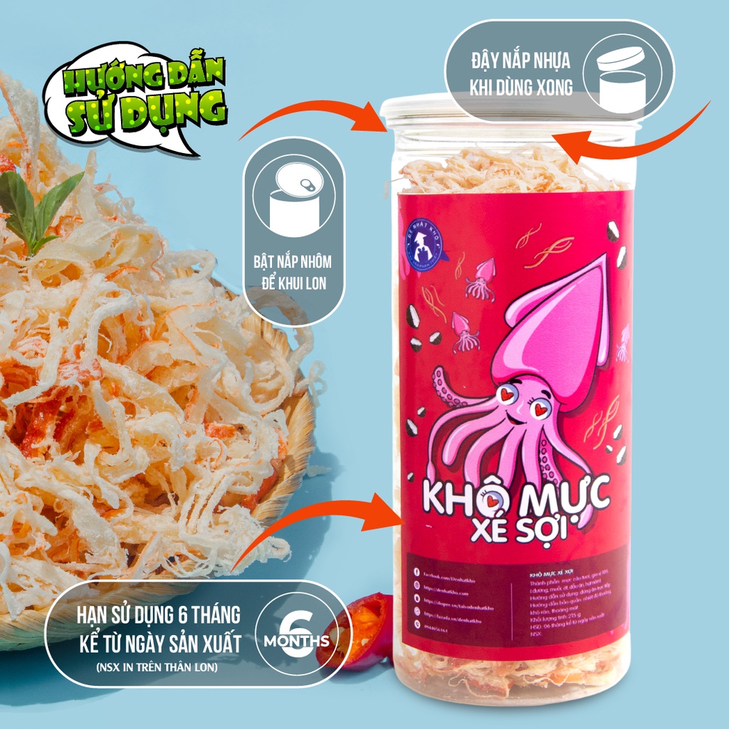 Mực hấp nước dừa xé sợi 230g đồ ăn vặt ngon giá rẻ Đệ Nhất Khô Đặc Sản Phan Thiết AV01