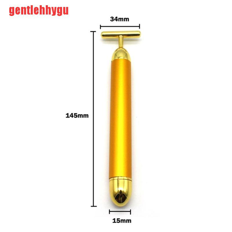 [gentlehhygu]Gold Roller Vibrating Facial Massager Slimming Facial Skin Beauty Bar Pulse Face