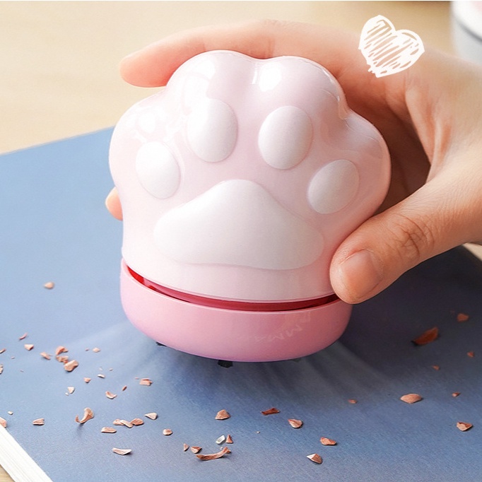 Máy Hút Bụi Mini Hình Bàn Chân Mèo Kèm Sạc USB Tiện Dụng Cho Trường Học/ Văn Phòng