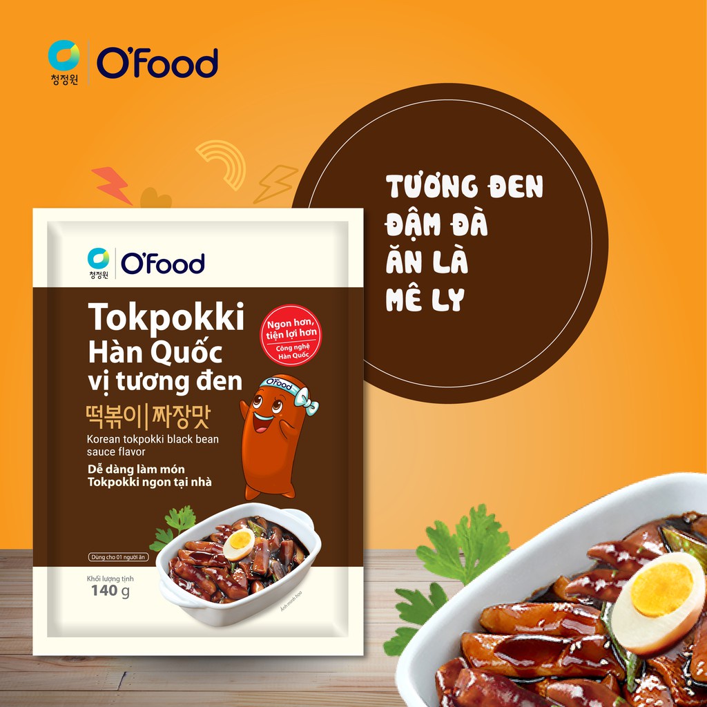Tokbokki / tokpokki Hàn Quốc O'food gói 140gr, 5 vị truyền thống, phô mai cay & không cay, tương đen, chua ngọt | BigBuy360 - bigbuy360.vn