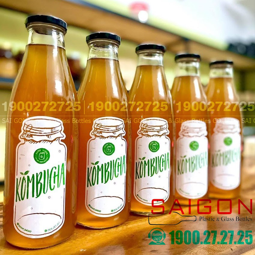 Chai Thủy Tinh Tròn 200ml , 250ml , 500ml , 1000ml nắp thiết