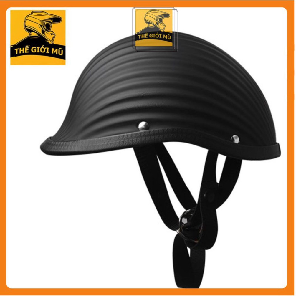 Mũ bảo hiểm nửa đầu vỏ sò, mũ sò hàng chính hãng cao cấp màu đen nhám