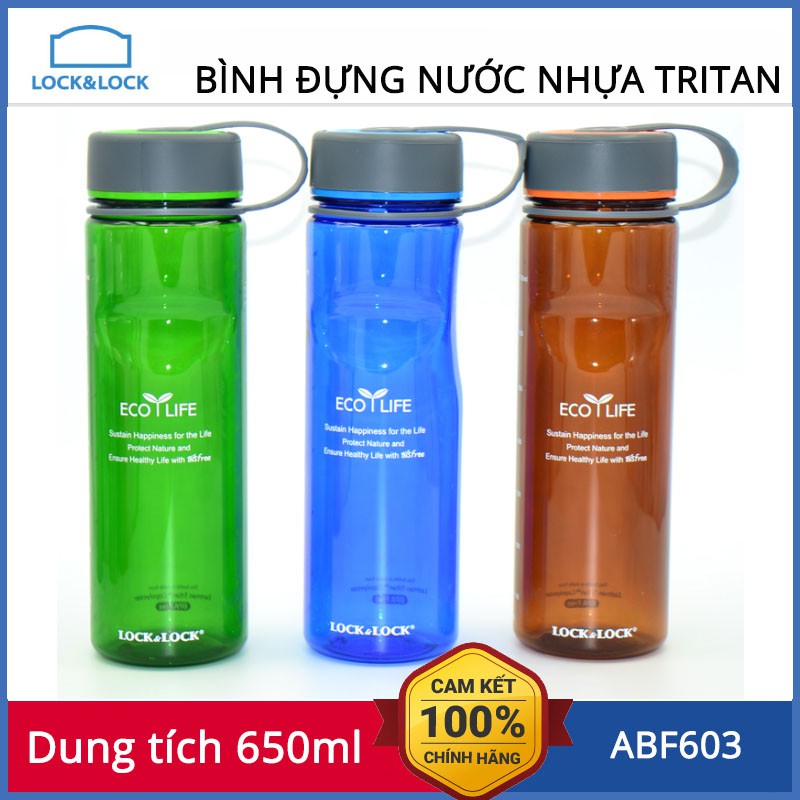 Bình đựng nước thể thao nhựa Tritan Lock&Lock Eco Life dung tích 650ml ABF603 có quai xách