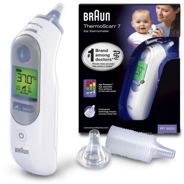 (Bản Quốc Tế) Nhiệt kế điện tử Braun ThermoScan 7 IRT6520 (đo tai)