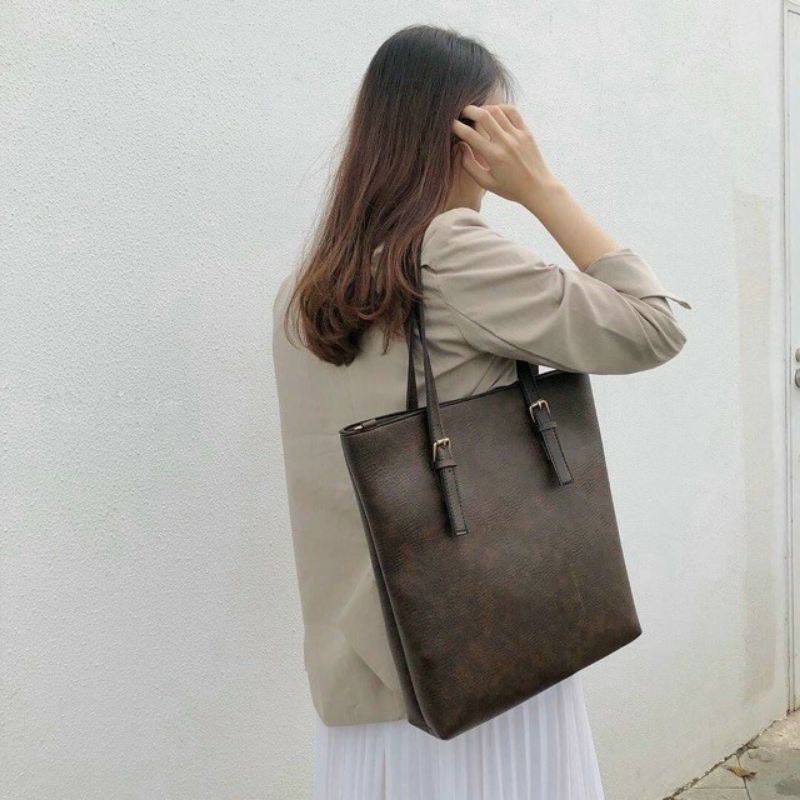 Túi tote da vừa A4 size lớn hàng đẹp TOTE004 chất da dày dặn + ảnh thật