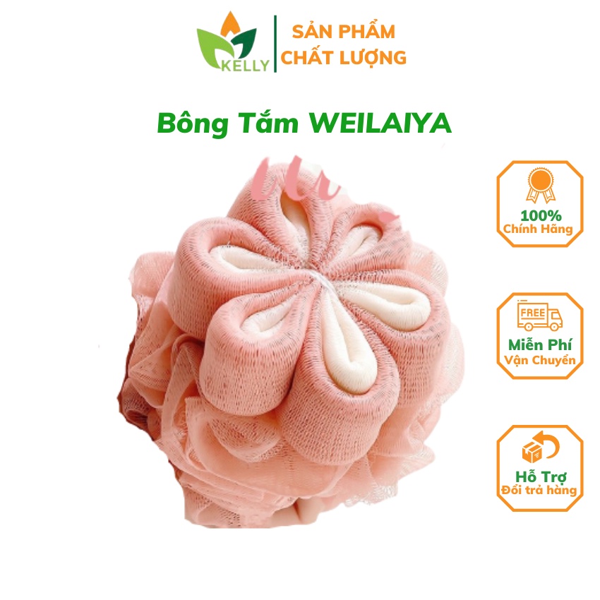 Bông Tắm Tạo Bọt Weilaiya Hàng Chính Hãng, Hình Cánh Hoa Cao Cấp Dạng Tròn Vải Lưới, Bông Tắm Mềm Mịn, Giúp Sạch Bụi Bẩn