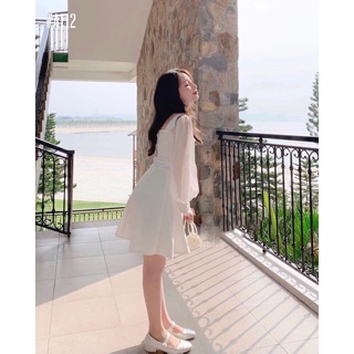 ☀️Đầm Dự Tiệc Cổ Vuông Tay Lưới ( kèm ảnh thật)