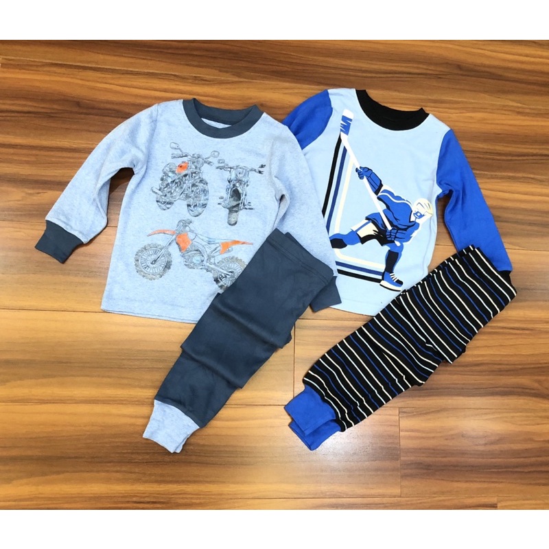 Bộ dài tay Bé Trai Kirklands thun cotton bo gấu Combodia xuất dư xịn - Đồ bộ ngủ mặc nhà thu đông