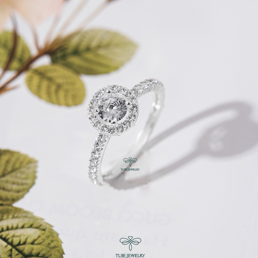 Nhẫn bạc nữ TLEE đá tròn viền nạm đá sang trọng TleeJewelry A0167
