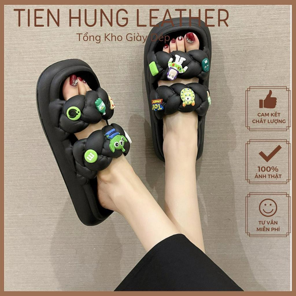 Dép lê nữ Cross quai ngang, dép bánh mỳ nữ kèm sticker thời trang TH5004