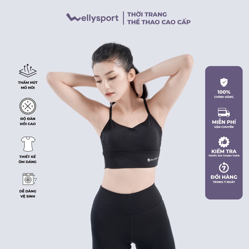 Áo Bra thể thao nữ, đồ tập Yoga, Gym nữ Welly Sport Đen Black mã AN1DD