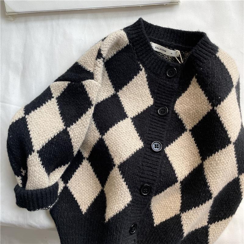 MNGRL Áo Cardigan Len Kẻ Sọc Thoải Mái Hàn Quốc Cho Bé Trai Bé Gái
