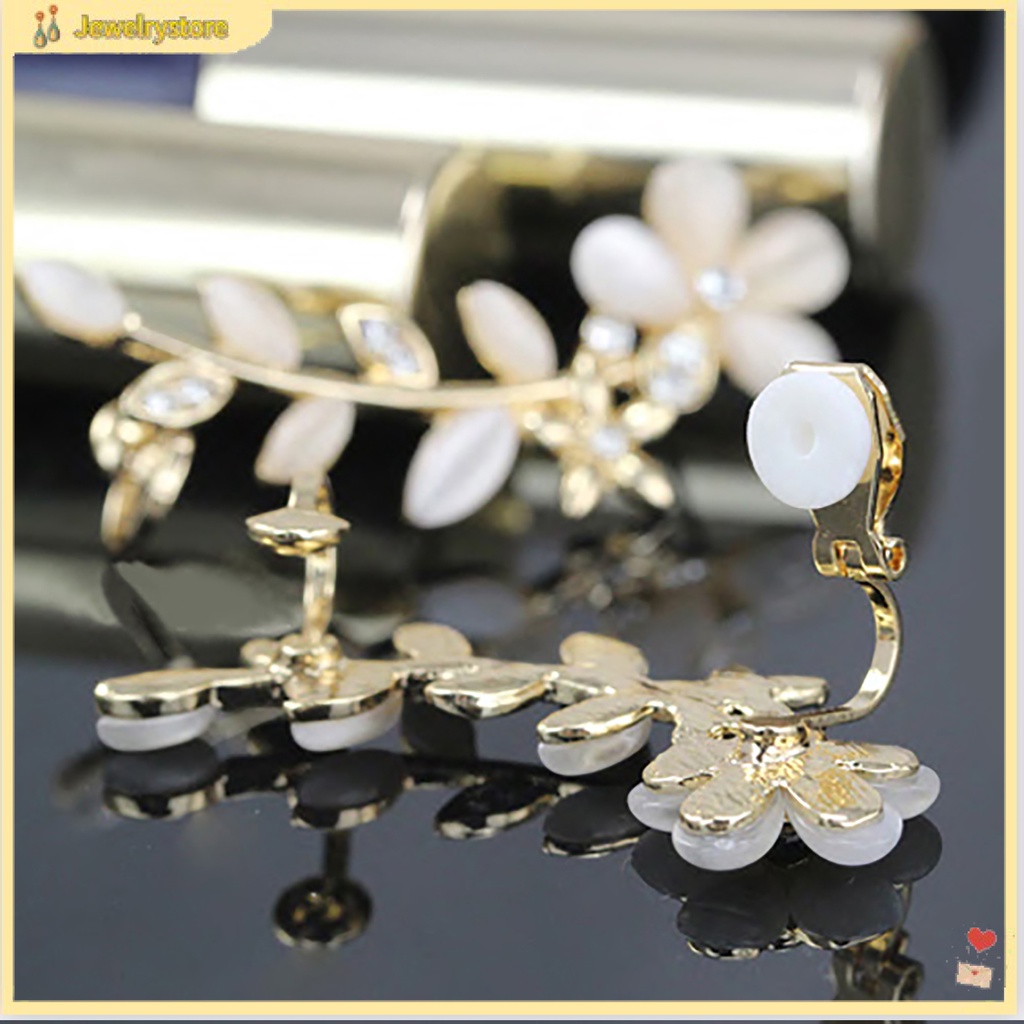 Khuyên kẹp vành tai hình hoa đính đá xinh xắn cho nữ