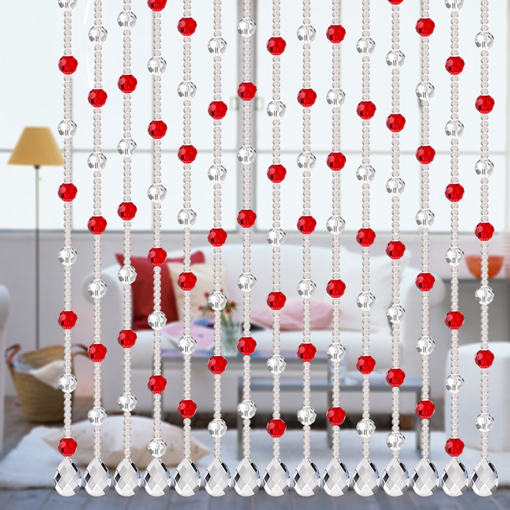 Rèm Cửa Dây Hạt Pha Lê Tròn Nhiều Màu Trong Suốt one Meter