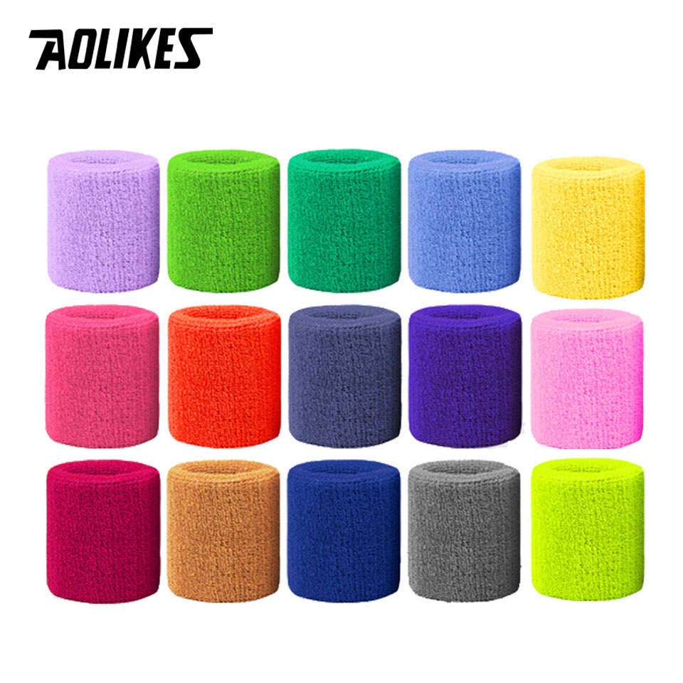 AOLIKES 1 Cặp Băng Đeo Cổ Tay Chất Liệu Cotton Thấm Hút Mồ Hôi Dành Cho Nam Và Nữ