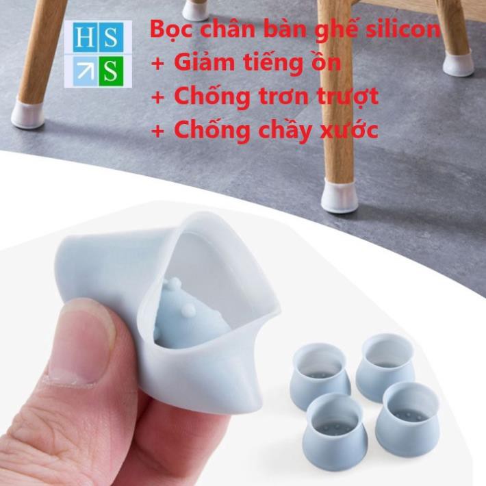 [ BỘ 4 CÁI ] BỌC CHÂN BÀN GHẾ Silicon tiện ích - Chống trầy xước sàn nhà, chống trơn trượt, chống ồn - HS shop Đà Nẵng